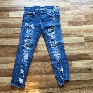 Zara Woman Premium Denim Collection Ripped Jeans